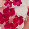 Tilted Pink Orchids and Lily White Printed Stretch Linen and Rayon Woven - Detail | Mood Fabrics