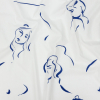 Mood Exclusive Snow White and Blue Degas Cotton Poplin | Mood Fabrics