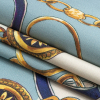 Mood Exclusive Aqua Chaining Directions Stretch Cotton Sateen - Folded | Mood Fabrics