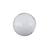 Italian White and Silver Geometric Faceted Dome Shaped Shank Back Button - 32L/20mm | Mood Fabrics
