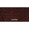 Black and Red Cherries Printed Stretch Cotton Denim - Full | Mood Fabrics