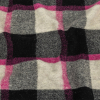 Gray, Black and Phlox Pink Plaid Boucled Wool Knit | Mood Fabrics