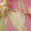 Carolina Herrera Pink and Green Ikat Floral Crinkled Silk Chiffon - Detail | Mood Fabrics