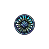 Vintage Blue Iris and Black Floral Shank Back Glass Button - 28L/18mm | Mood Fabrics