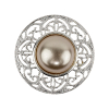 Vintage Swarovski Pearl and Silver Metal Open Framework Rhinestone Button - 44L/28mm | Mood Fabrics
