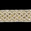Vintage Ivory and Fleur de Lis Lurex and Rayon Blend Beaded Ribbon - 1.375 - Detail | Mood Fabrics