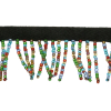 Vintage Multicolored and Black Seed Beaded Chainette Fringe - 1" - Detail | Mood Fabrics