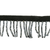 Vintage Gunmetal and Black Chop Beaded Chainette Fringe - 1" - Detail | Mood Fabrics