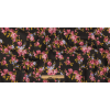 Pink, Blue and Black Floral Printed Stretch Cotton Denim - Full | Mood Fabrics