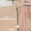 Italian Seashell Pink, Beige and White Baby Sequin Squares on White Mesh - Detail | Mood Fabrics