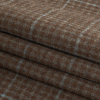 Italian Beige and Blue Plaid Super 100 Wool and Cashmere Suiting - Folded | Mood Fabrics