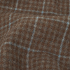 Italian Beige and Blue Plaid Super 100 Wool and Cashmere Suiting - Detail | Mood Fabrics