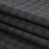 Italian Blueberry and Charcoal Plaid Wool Suiting - Folded | Mood Fabrics