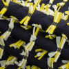 Night Sky Faille with Canary Yellow and White Fringed Details - Folded | Mood Fabrics
