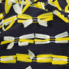 Night Sky Faille with Canary Yellow and White Fringed Details - Detail | Mood Fabrics