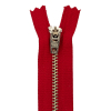 YKK Red Metal Closed Bottom Zipper with Silver Teeth - 4.5 - Detail | Mood Fabrics