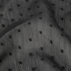 Famous Australian Designer Black Flocked Polka Dots Crinkled Polyester Georgette - Detail | Mood Fabrics