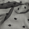 Famous Australian Designer Black Embroidered Dots Crinkled Silk Chiffon - Detail | Mood Fabrics