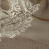 Famous Australian Designer Khaki and Lily White Paisley Crinkled Silk Chiffon - Detail | Mood Fabrics
