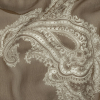 Famous Australian Designer Khaki and Lily White Paisley Crinkled Silk Chiffon | Mood Fabrics
