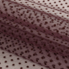 Famous Australian Designer Mahogany Flocked Dots Polyester Mesh - Folded | Mood Fabrics