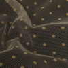 Famous Australian Designer Tea Polyester Mesh with Flocked Polka Dots - Detail | Mood Fabrics