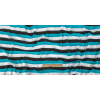 Turquoise, Black and White Awning Stripes Stretch Polyester Jersey - Full | Mood Fabrics