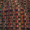 Italian Raspberry Sorbet Multicolor Blended Wool Tweed with Metallic Gold Accents - Detail | Mood Fabrics