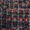 Navy and Red Striated Chunky Wool Knit - Detail | Mood Fabrics