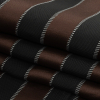 Italian Black and Cloud Dancer Striped Rayon Twill with Brown Satin-Faced Stripes - Folded | Mood Fabrics