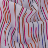 Italian Lavender, Blue, and Red Speed Lines Stretch Rayon Crepe - Detail | Mood Fabrics