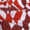 Aurura Red and Burgundy Geometric Caye UV Protective Compression Swimwear Tricot with Aloe Vera Microcapsules - Detail | Mood Fabrics