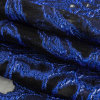 Mood Exclusive Metallic Magnetic Blue and Black Mineral Veins Luxury Burnout Brocade - Folded | Mood Fabrics