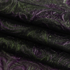Mood Exclusive Metallic Plum Violet and Green Swirls Sheer Organza Luxury Brocade - Folded | Mood Fabrics