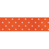 Carrot and Bright White Polka Dots Satin Ribbon - 1 - Detail | Mood Fabrics