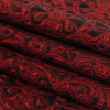 Italian Metallic Red and Black Classical Swirls Brocade - Folded | Mood Fabrics