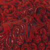 Italian Metallic Red and Black Classical Swirls Brocade - Detail | Mood Fabrics