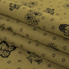 Khaki and Black Butterfly Printed Linen Woven - Folded | Mood Fabrics