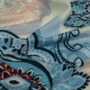Sky, Periwinkle and White Paisley Stretch Rayon Jersey - Detail | Mood Fabrics