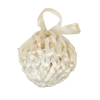 Vintage Off White Crocheted Raffia Pom-Pom Applique - 0.75" - Detail | Mood Fabrics
