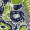 Lime, Navy and Icicle Abstract Silk Charmeuse | Mood Fabrics