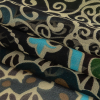 Blue, Green and Brown Classical Abstractions Silk Chiffon - Folded | Mood Fabrics