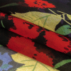 Black, Red and Blue Floral Silk Chiffon - Folded | Mood Fabrics