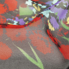 Black, Red and Blue Floral Silk Chiffon - Detail | Mood Fabrics
