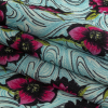 Pink, Sky Blue and Lime Floral Waves Silk Crepe de Chine - Folded | Mood Fabrics