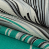Jade and Gray Oversized Feathers Hammered Silk Charmeuse - Folded | Mood Fabrics