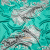 Jade and Gray Oversized Feathers Hammered Silk Charmeuse - Full | Mood Fabrics