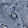 Heathered Blue, White and Black Petite Paisley Stretch Rayon Jersey - Detail | Mood Fabrics
