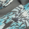 Navy, Sky Blue and White Fans Silk Chiffon - Detail | Mood Fabrics