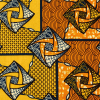 Yellow, Orange and Navy Geometric Cotton Supreme Wax African Print - Folded | Mood Fabrics
